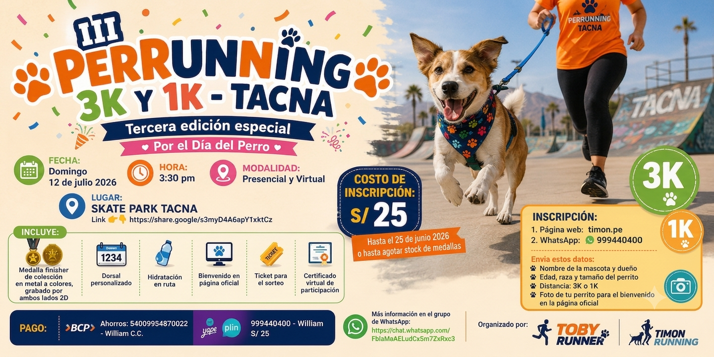 🐾 III PERRUNNING 3K Y 1K - TACNA 🐾  